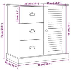 Vidaxl Příborník se zásuvkami VIGO 78x40x75 cm masivní borové dřevo