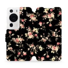 Mobiwear Flip pouzdro na mobil Huawei P60 Pro - VD02S Květy na černé