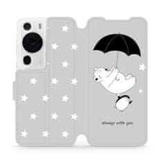 Mobiwear Flip pouzdro na mobil Huawei P60 Pro - MH08P Méďa a tučňák - always with you