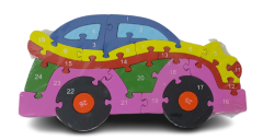 INTEREST Dětské vzdělávací dřevěné puzzle - Auto - číslice a abeceda.