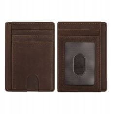 Korbi Hnědá pánská kožená peněženka, ochrana RFID, horizontální, elegantní, karty, 10,5x7,9x1,5 cm, 4