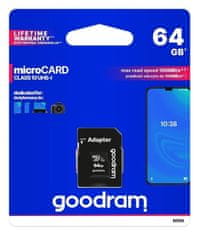 GoodRam SDHC 64GB MICRO CARD class 10 UHS I + adaptér