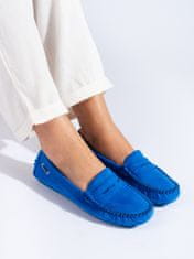 Amiatex Krásné modré mokasíny dámské bez podpatku + Ponožky Gatta Calzino Strech, odstíny modré, 36