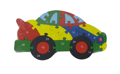 INTEREST Dětské vzdělávací dřevěné puzzle - Auto - číslice a abeceda.