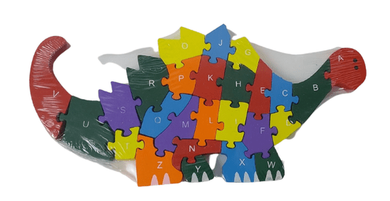 INTEREST Dětské vzdělávací dřevěné puzzle - Dinosaurus - číslice a abeceda.