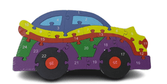 INTEREST Dětské vzdělávací dřevěné puzzle - Auto - číslice a abeceda.