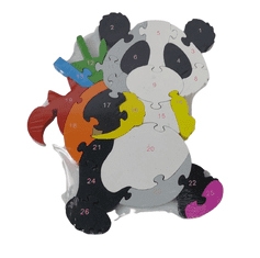 INTEREST Dětské vzdělávací dřevěné puzzle - Panda - číslice a abeceda.