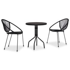 Vidaxl 3dílný bistro set PVC ratan černý