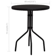 Vidaxl 3dílný bistro set PVC ratan černý