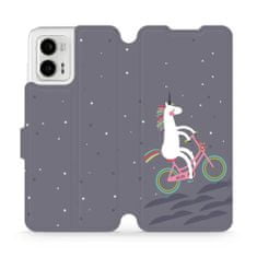 Mobiwear Flip pouzdro na mobil Motorola Moto G73 5G - V024P Jednorožec na kole