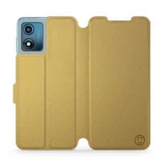 Mobiwear Flip pouzdro na mobil Motorola Moto E13 - C_GOS Gold&Gray