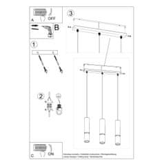 Sollux Závěsné svítidlo LOOPEZ 3L černé/chromové 3xGU10 40W Sollux Lighting