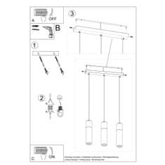 Sollux Závěsné svítidlo ZANE 3 šedé 3xGU10 40W Sollux Lighting