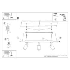 Sollux Stropní svítidlo FORNES 3 černé 3xE27 60W Sollux Lighting