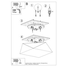 Sollux Stropní svítidlo HEXA 45 černé 3xE27 60W Sollux Lighting