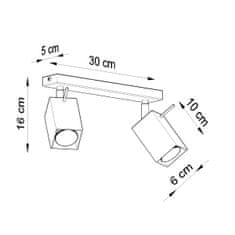 Sollux Stropní svítidlo MERIDA 2 šedé 2xGU10 40W Sollux Lighting