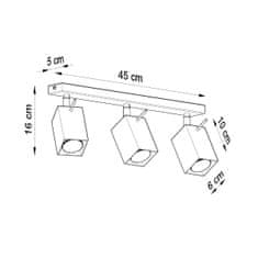 Sollux Stropní svítidlo MERIDA 3 černé 3xGU10 40W Sollux Lighting