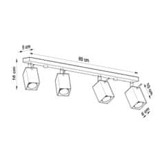 Sollux Stropní svítidlo MERIDA 4L šedé 4xGU10 40W Sollux Lighting