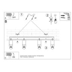 Sollux Stropní svítidlo MERIDA 4L šedé 4xGU10 40W Sollux Lighting