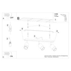 Sollux Stropní svítidlo NERO 3 černé/chromové 3xGU10 40W Sollux Lighting