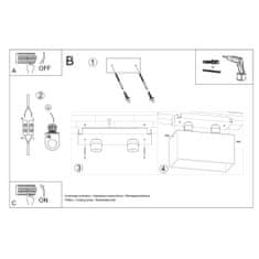 Sollux Stropní svítidlo QUAD černé 2xGU10 40W Sollux Lighting