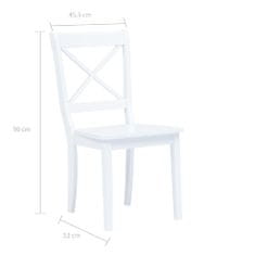 Vidaxl Jídelní židle 6 ks bílé masivní kaučukovník