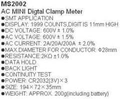 Multimetr VC3266L klešťový