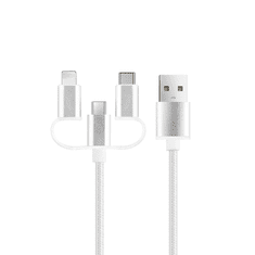 setty. SC-3W1N01 USB kabel 3v1 (USB, Lightning, USB-C, microUSB), bílá (GSM113221)