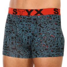 Styx Pánské boxerky long art sportovní guma doodle (U1256) - velikost XL