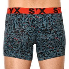 Styx Pánské boxerky long art sportovní guma doodle (U1256) - velikost XL