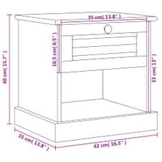 Greatstore Noční stolek VIGO šedý 42 x 35 x 40 cm masivní borové dřevo