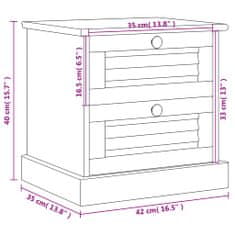 Greatstore Noční stolek VIGO šedý 42 x 35 x 40 cm masivní borové dřevo