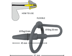 PENISPLUG Silikonový kolík do penisu s kroužkem za žalud (8 mm)