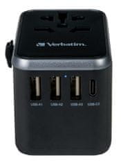 Verbatim UTA-04 Universal Travel Adapter with 1 x USB-C PD 61W & QC 3.0 / 1 x USB-C / 3 x USB-A