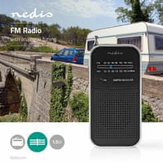 Nedis RDFM1110SI kapesní radiopřijímač FM 1.5 W, stříbrná/černá