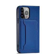 OEM Magnet Card Case elegantní knížkové pouzdro s venkovní kapsou na Samsung Galaxy S23 ULTRA 5G Blue