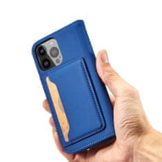 OEM Magnet Card Case elegantní knížkové pouzdro s venkovní kapsou na Samsung Galaxy S23 ULTRA 5G Blue