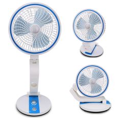 Iso Trade Ventilátor, bezdrátový, skládací, + lampa | bílý