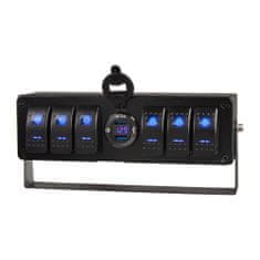 Stualarm Panel s 6x spínači Rocker, voltmetr + 2x USB zásuvka, 12/24V (47158)