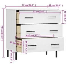 Vidaxl Příborník se 3 zásuvkami bílý 77x40x79,5 cm masivní dřevo OSLO