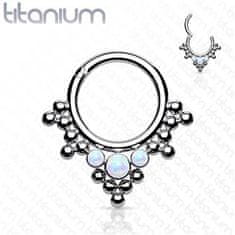 SPERKY4U Piercing segment kruh TITAN, bílý opál, 1,2 x 8 mm