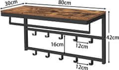 HOOBRO Věšák na kabáty nástěnný s háčky 80 x 30 x 42 cm