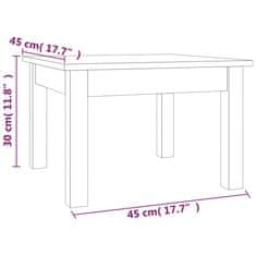 Vidaxl Konferenční stolek šedý 45 x 45 x 30 cm masivní borové dřevo