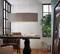 Eglo EGLO Designový lustr MASERLO dodá vašemu prostoru atmosféru a nádech luxusu. Textilní stínidlo v barvě kapučína zvenku a zlaté z