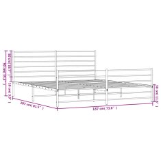 Vidaxl Kovový rám postele s hlavovým a nožním čelem bílý 180 x 200 cm