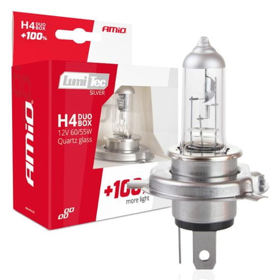 AMIO Halogenový duo blistr (2ks) sada LumiTec SILVER +100% H4 12V 60/55W DUO