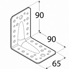 DOMAX KP 1 Úhelník s výztuhou C 90x90x65x2,5 černá