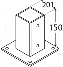 DOMAX PSP 200 (201*200*2,5) Patka sloupku 200 se čtvercovou základnou