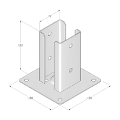 DOMAX PSPD 70 Patka sloupku ANTRACIT 71x150x2,0