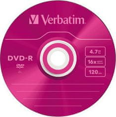 Verbatim DVD-R 4,7 GB (120min) 16x colour slim box, 5ks/pack